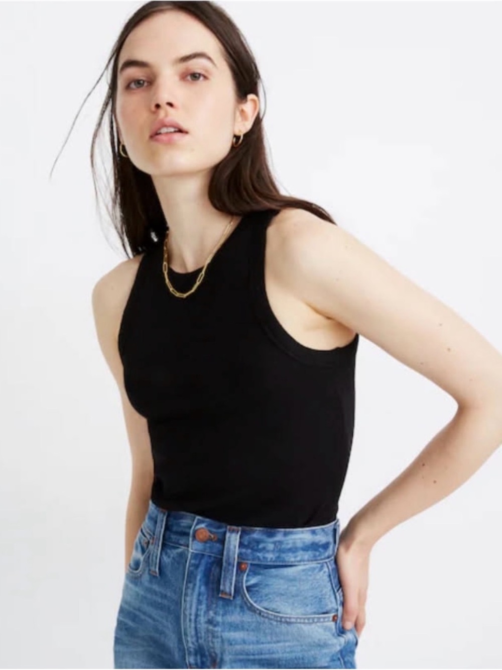 Madewell Textured Black Westville Tank Top XL